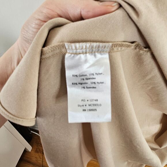 Emory Park Stretch Beige Maxi Side Drawstring Square-Neck Side Zip Split Dress S - Picture 10 of 11